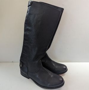 Frye Boots Women's 5.5 B Tall Black Leather back Zipper Low Heel